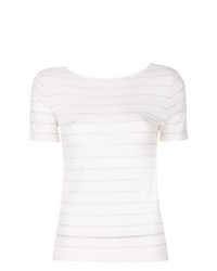 Женская белая футболка с круглым вырезом в горизонтальную полоску от Cashmere In Love