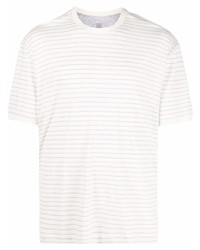 Мужская белая футболка с круглым вырезом в горизонтальную полоску от Eleventy