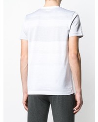Мужская белая футболка с круглым вырезом в горизонтальную полоску от BOSS HUGO BOSS