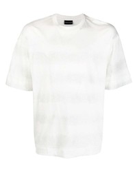 Мужская белая футболка с круглым вырезом в горизонтальную полоску от Emporio Armani