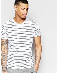 Мужская белая футболка с круглым вырезом в горизонтальную полоску от Franklin & Marshall
