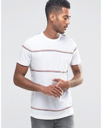 Мужская белая футболка с круглым вырезом в горизонтальную полоску от French Connection