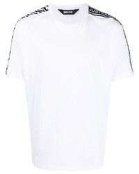 Мужская белая футболка с круглым вырезом в горизонтальную полоску от Just Cavalli