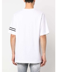 Мужская белая футболка с круглым вырезом в горизонтальную полоску от Giuseppe Zanotti