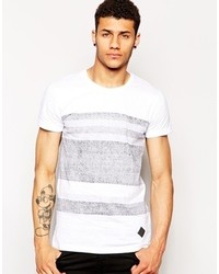 Мужская белая футболка с круглым вырезом в горизонтальную полоску от Minimum