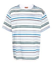 Мужская белая футболка с круглым вырезом в горизонтальную полоску от Missoni