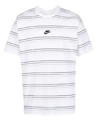 Мужская белая футболка с круглым вырезом в горизонтальную полоску от Nike