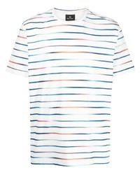 Мужская белая футболка с круглым вырезом в горизонтальную полоску от PS Paul Smith