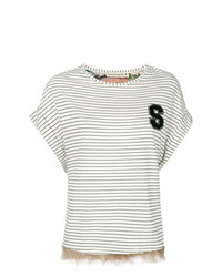 Женская белая футболка с круглым вырезом в горизонтальную полоску от Shirtaporter