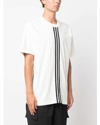 Мужская белая футболка с круглым вырезом в горизонтальную полоску от adidas