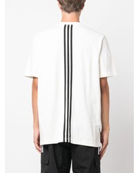 Мужская белая футболка с круглым вырезом в горизонтальную полоску от adidas