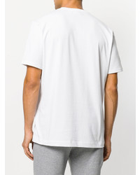 Мужская белая футболка с круглым вырезом в горизонтальную полоску от MSGM