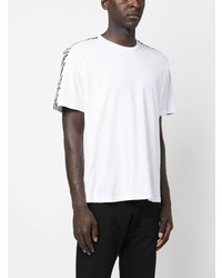 Мужская белая футболка с круглым вырезом в горизонтальную полоску от Just Cavalli