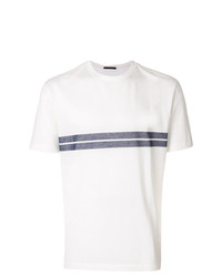 Мужская белая футболка с круглым вырезом в горизонтальную полоску от The Gigi