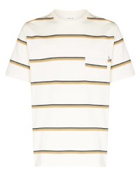Мужская белая футболка с круглым вырезом в горизонтальную полоску от Wood Wood