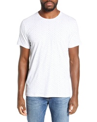 Белая футболка с круглым вырезом в горошек