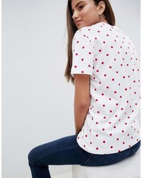 Женская белая футболка с круглым вырезом в горошек от Tommy Hilfiger
