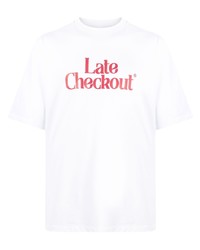 Мужская белая футболка с круглым вырезом в клетку от Late Checkout