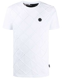 Мужская белая футболка с круглым вырезом в клетку от Philipp Plein