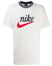 Мужская белая футболка с круглым вырезом в сеточку с принтом от Nike