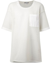 Женская белая футболка с круглым вырезом в сеточку от Acne Studios