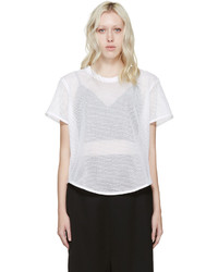 Женская белая футболка с круглым вырезом в сеточку от adidas by Stella McCartney