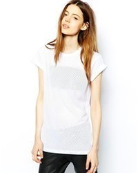 Женская белая футболка с круглым вырезом в сеточку от Asos