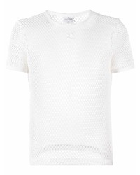 Мужская белая футболка с круглым вырезом в сеточку от Courrèges
