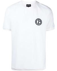 Мужская белая футболка с круглым вырезом в сеточку от Giorgio Armani