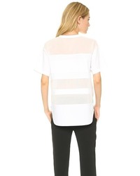 Женская белая футболка с круглым вырезом в сеточку от Alexander Wang