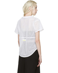 Женская белая футболка с круглым вырезом в сеточку от adidas by Stella McCartney