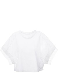 Женская белая футболка с круглым вырезом в сеточку