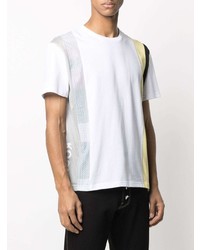 Мужская белая футболка с круглым вырезом в стиле пэчворк от Koché