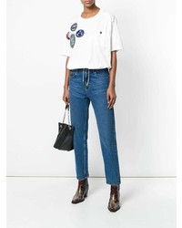 Женская белая футболка с круглым вырезом в стиле пэчворк от Mr & Mrs Italy