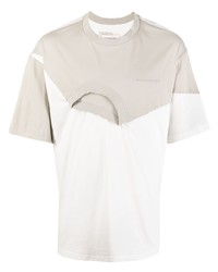 Мужская белая футболка с круглым вырезом в стиле пэчворк от Feng Chen Wang