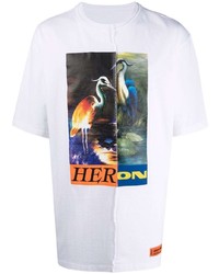 Мужская белая футболка с круглым вырезом в стиле пэчворк от Heron Preston