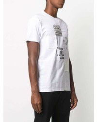 Мужская белая футболка с круглым вырезом в стиле пэчворк от Viktor & Rolf
