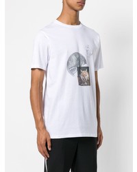 Мужская белая футболка с круглым вырезом в стиле пэчворк от Soulland
