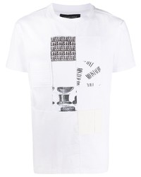 Мужская белая футболка с круглым вырезом в стиле пэчворк от Viktor & Rolf
