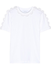 Женская белая футболка с круглым вырезом крючком