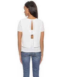 Женская белая футболка с круглым вырезом с вырезом