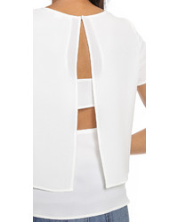 Женская белая футболка с круглым вырезом с вырезом