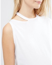 Женская белая футболка с круглым вырезом с вырезом от Asos