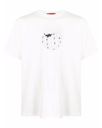 Мужская белая футболка с круглым вырезом с вышивкой от 424