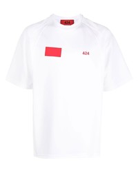 Мужская белая футболка с круглым вырезом с вышивкой от 424