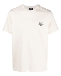 Мужская белая футболка с круглым вырезом с вышивкой от A.P.C.