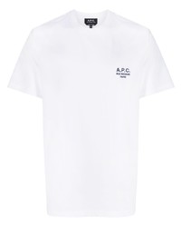 Мужская белая футболка с круглым вырезом с вышивкой от A.P.C.