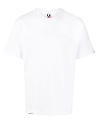 Мужская белая футболка с круглым вырезом с вышивкой от AAPE BY A BATHING APE