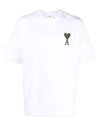 Мужская белая футболка с круглым вырезом с вышивкой от Ami Paris