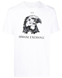 Мужская белая футболка с круглым вырезом с вышивкой от Armani Exchange